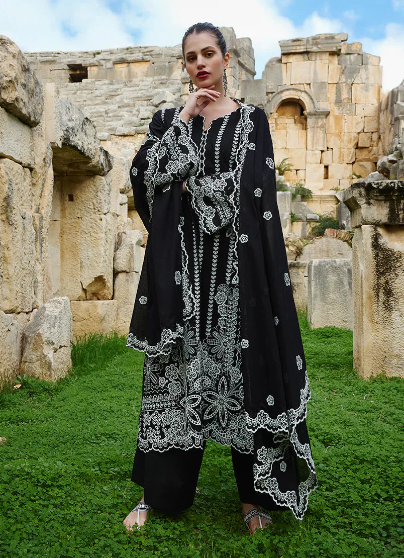 RARE-3PC LAWN EMBROIDERED SHIRT WITH CHIFFON EMBROIDERED DUPATTA AND TROUSER-3759