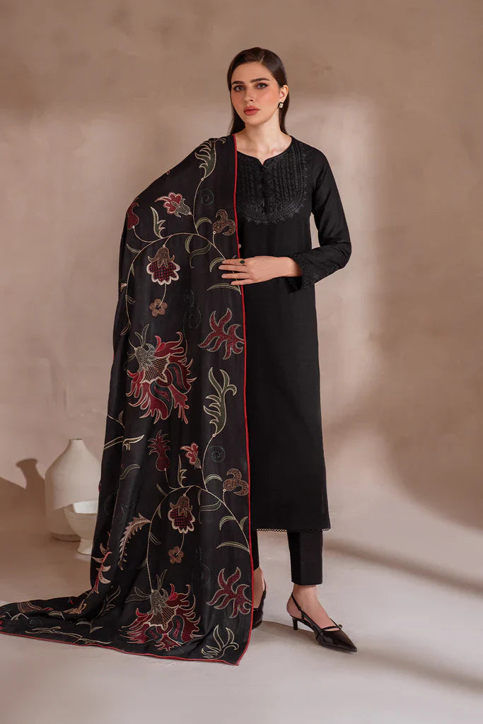 RARE-3PC LAWN EMBROIDERED SHIRT WITH LAWN EMBROIDERED DUPATAT & TROUSER-3618