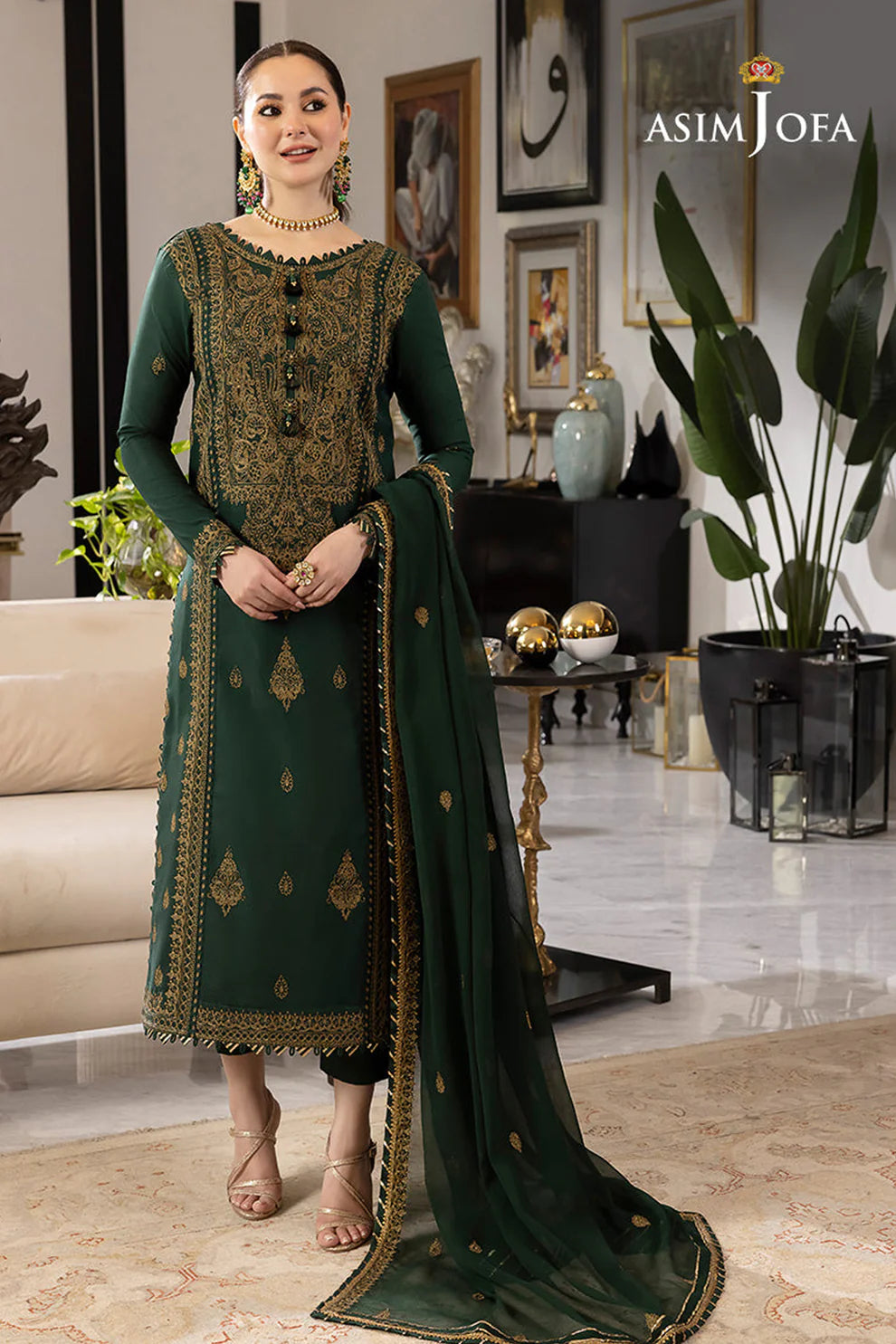 RARE-3PC LAWN EMBROIDRED SHIRT WITH CHIFFON EMBROIDRED DUPATTA AND TROUSER-3609