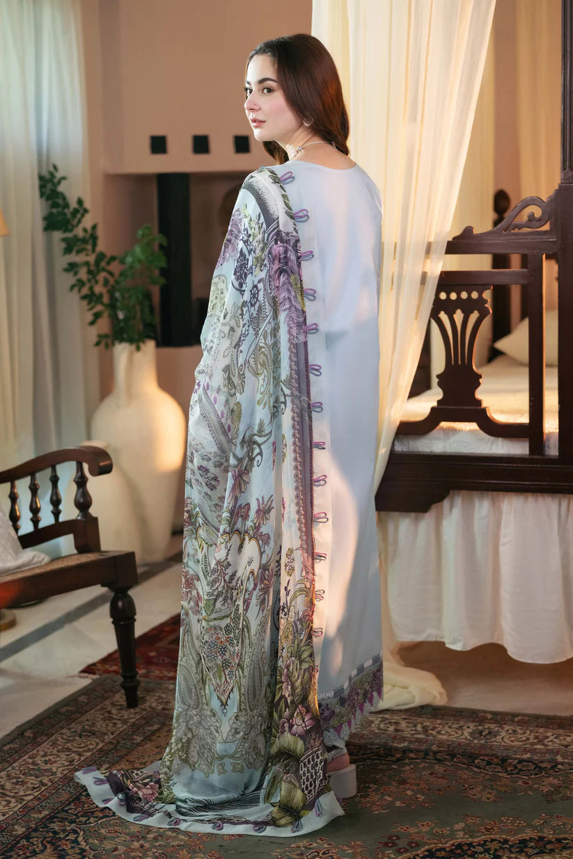 RARE-3PC LAWN EMBROIDERED SHIRT WITH CHIFFON PRINT DUAPATTA AND TROUSER-3724