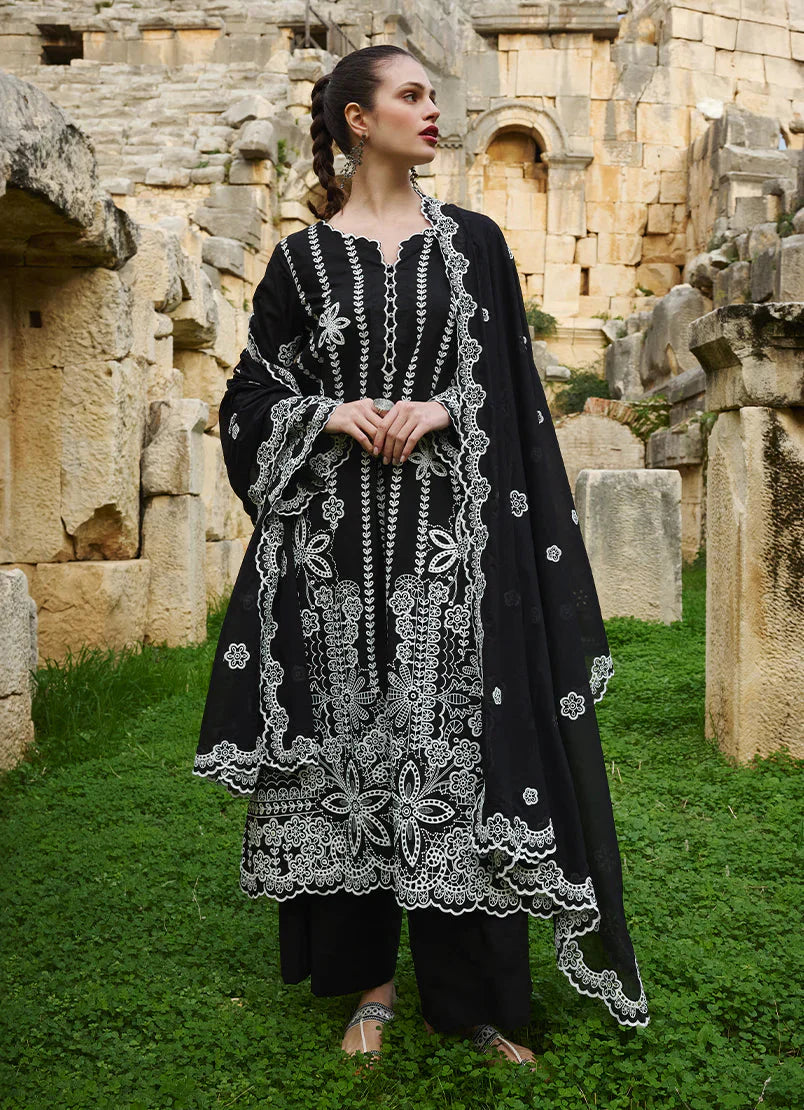 RARE-3PC LAWN EMBROIDERED SHIRT WITH CHIFFON EMBROIDERED DUPATTA AND TROUSER-3759