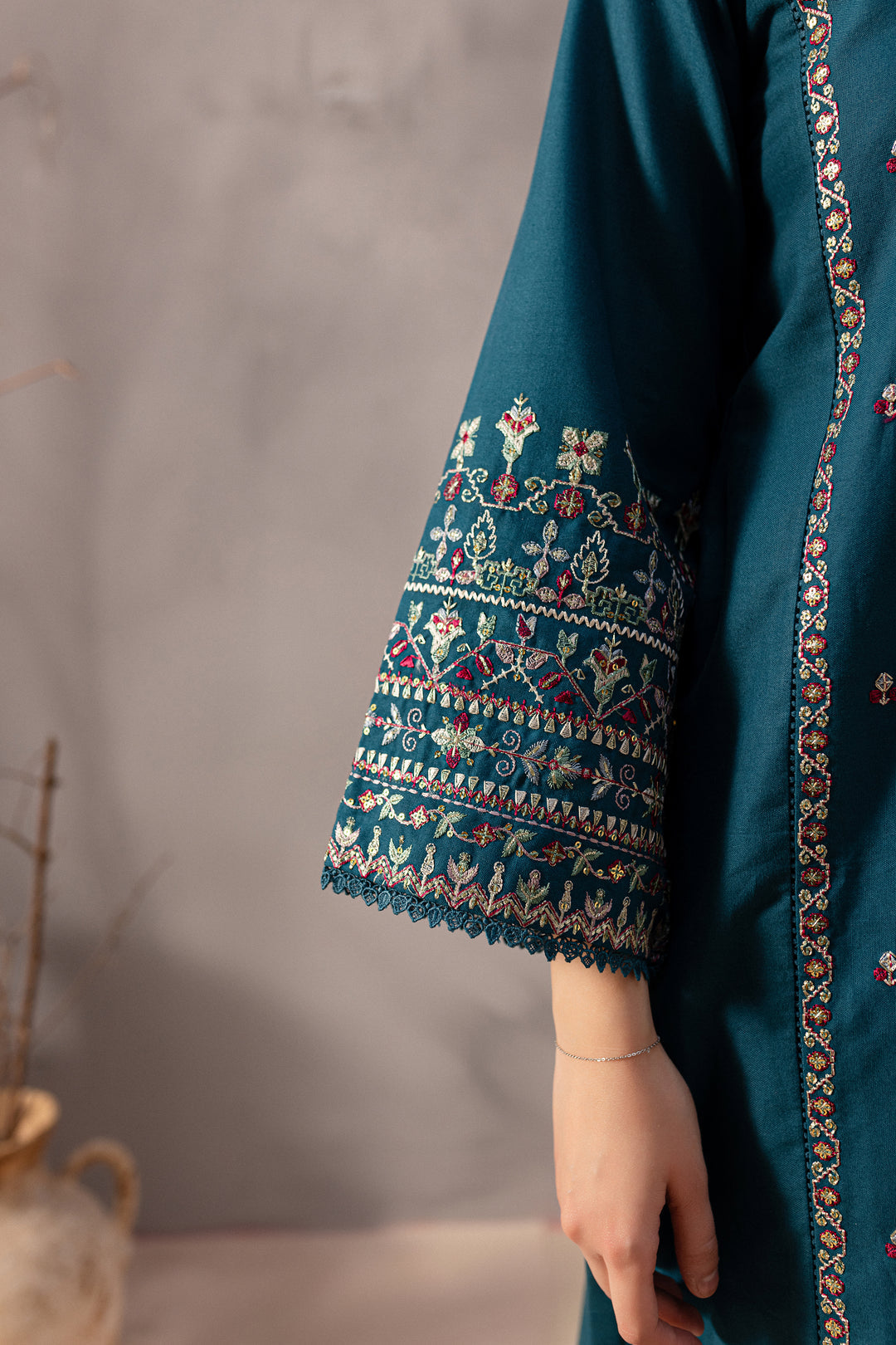 RARE-2PC SEQUIN LAWN EMBROIDERED SHIRT WITH SEQUIN LAWN EMBROIDERED TROUSER-3471