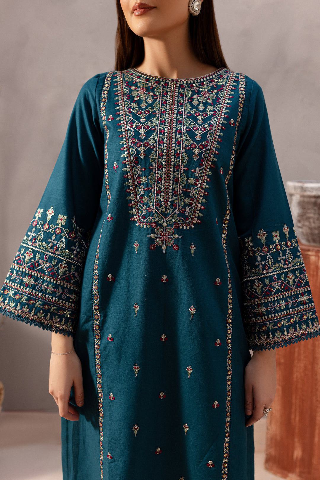 RARE-2PC SEQUIN LAWN EMBROIDERED SHIRT WITH SEQUIN LAWN EMBROIDERED TROUSER-3471