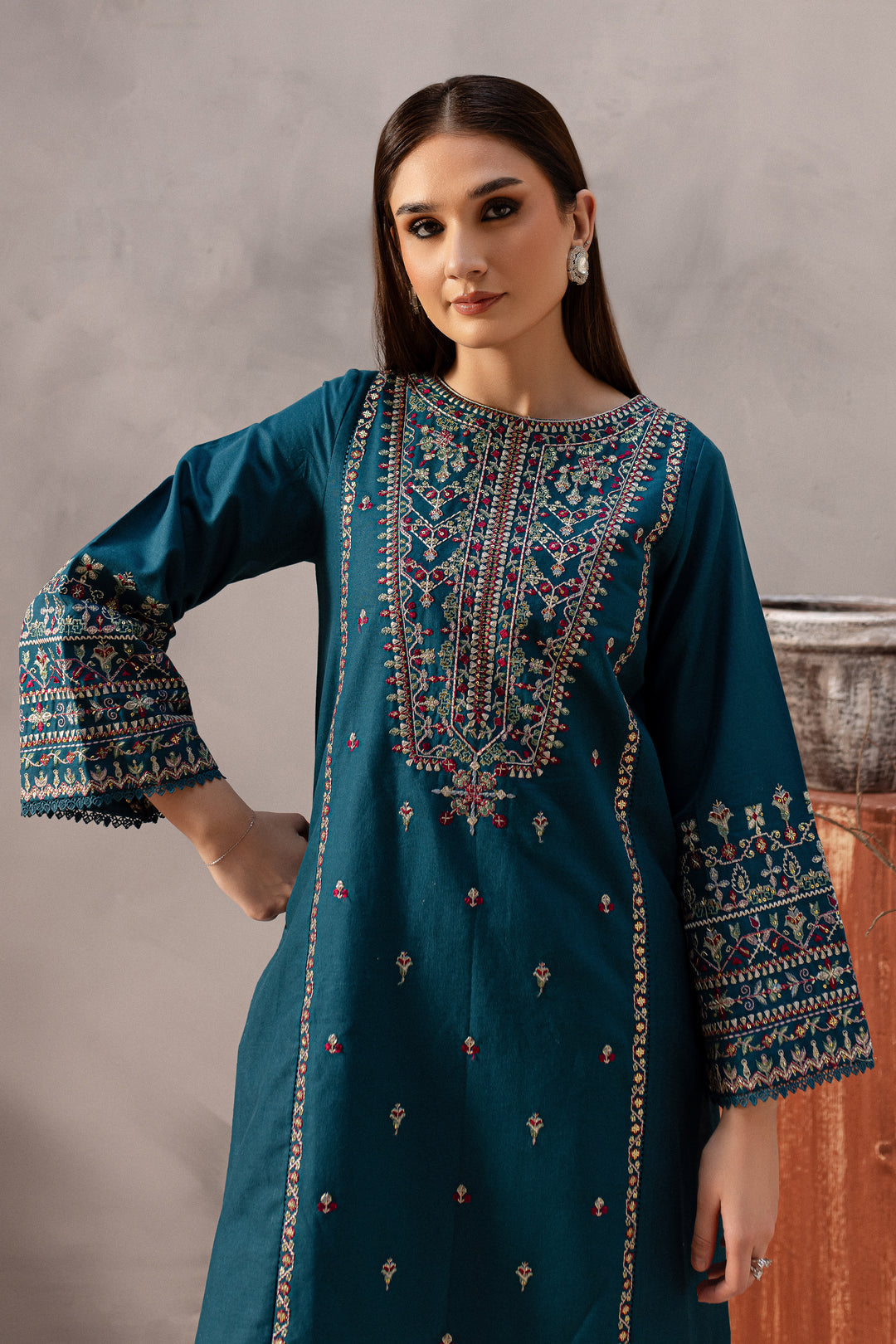 RARE-2PC SEQUIN LAWN EMBROIDERED SHIRT WITH SEQUIN LAWN EMBROIDERED TROUSER-3471