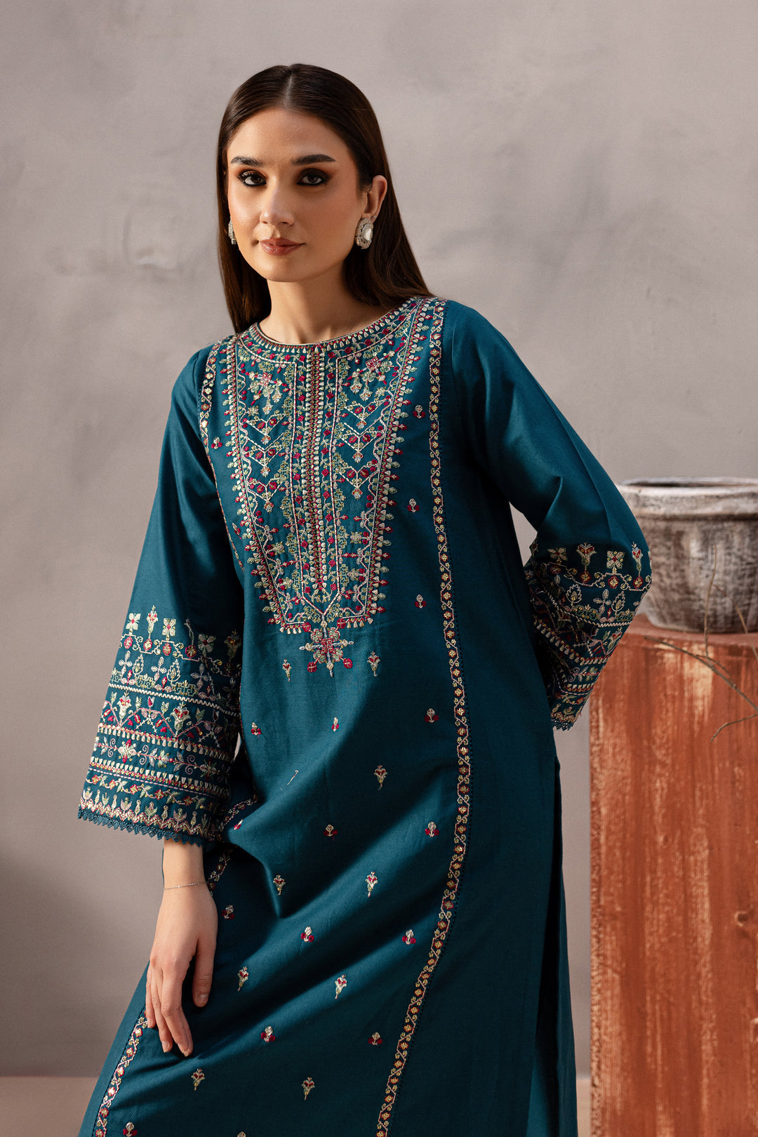 RARE-2PC SEQUIN LAWN EMBROIDERED SHIRT WITH SEQUIN LAWN EMBROIDERED TROUSER-3471
