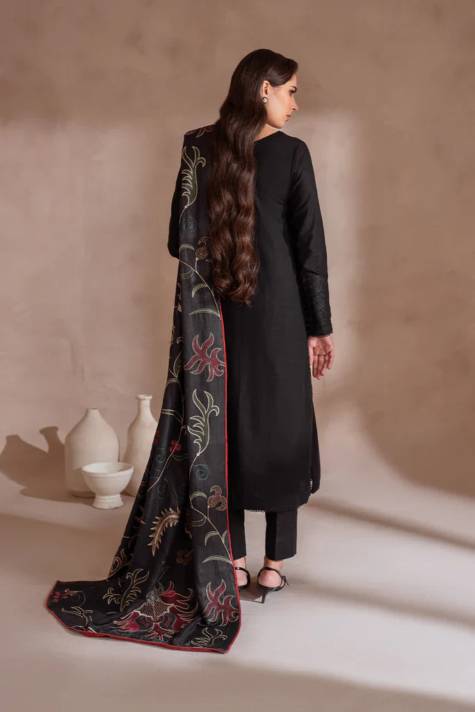 RARE-3PC LAWN EMBROIDERED SHIRT WITH LAWN EMBROIDERED DUPATAT & TROUSER-3618