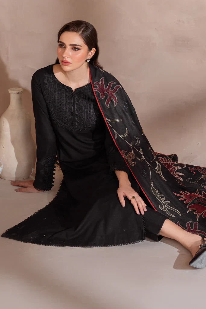 RARE-3PC LAWN EMBROIDERED SHIRT WITH LAWN EMBROIDERED DUPATAT & TROUSER-3618