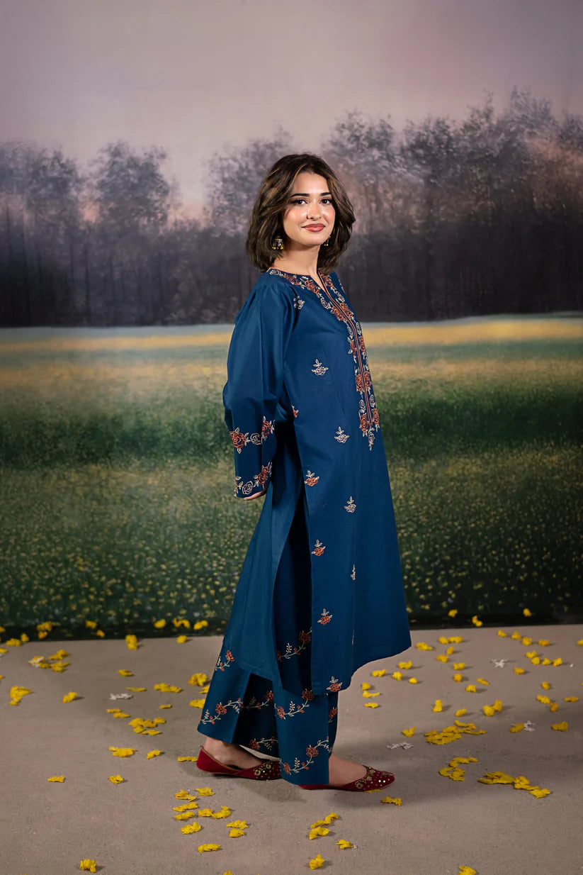 RARE-2PC LAWN EMBROIDRED SHIRT WITH LAWN EMBROIDRED TROUSER-3483