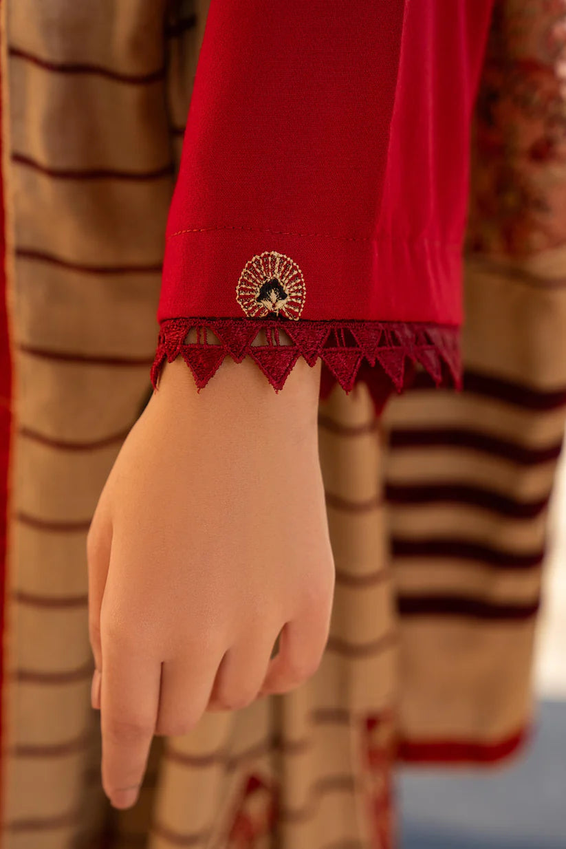 RARE-3PC DHANAK CUTWORK EMBROIDERED SHIRT WITH HEAVY CUTWORK EMBROIDERED JACQUARD WOOL SHAWL -1524