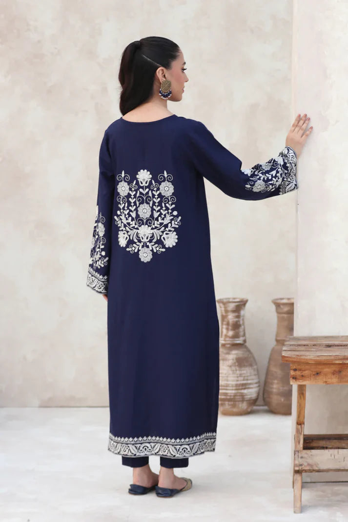 RARE-2PC DHANAK EBROIDERED SHIRT WITH DHANAK EMBROIDERED SLEEVES-3390