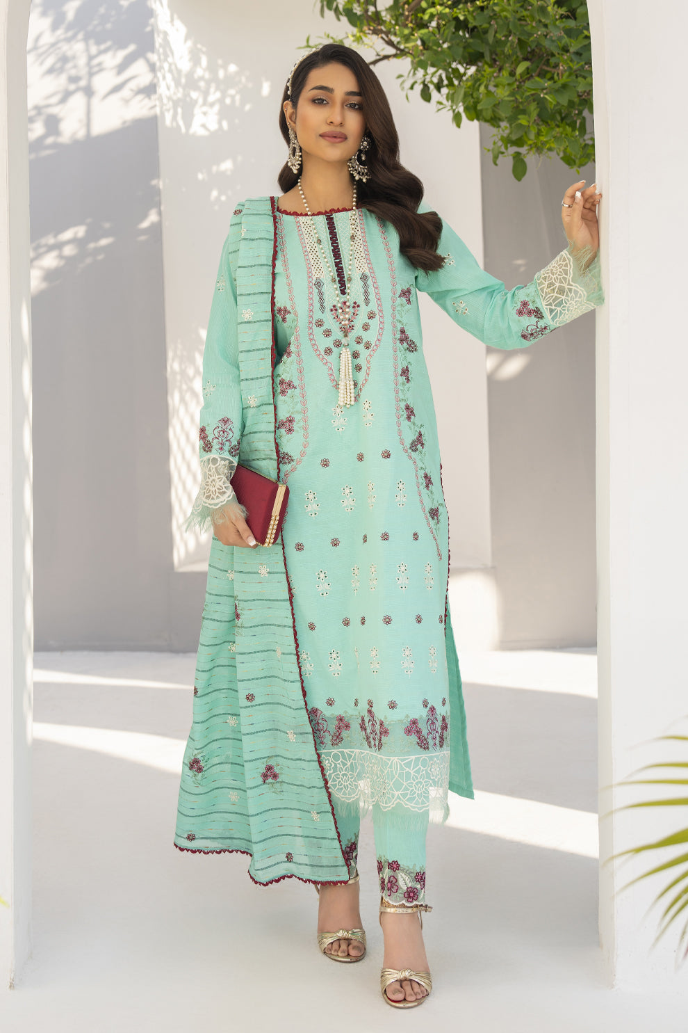 RARE-3PC LAWN EMBROIDERED SHIRT WITH LAWN EMBROIDERED READY TO WEAR DUPATTA-02