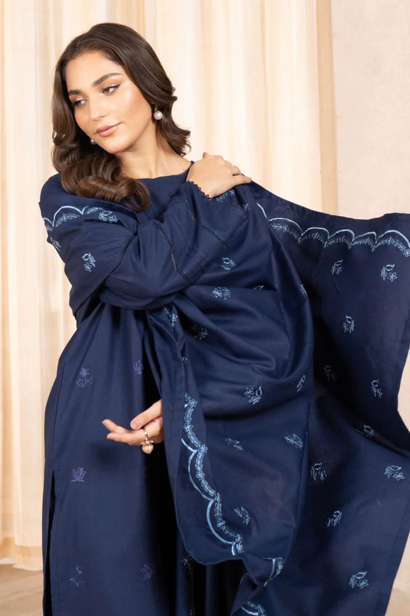 RARE 3PC Dhanak Embroidered Shirt With Dhanak Embroidered Shawl & Trouser-3326