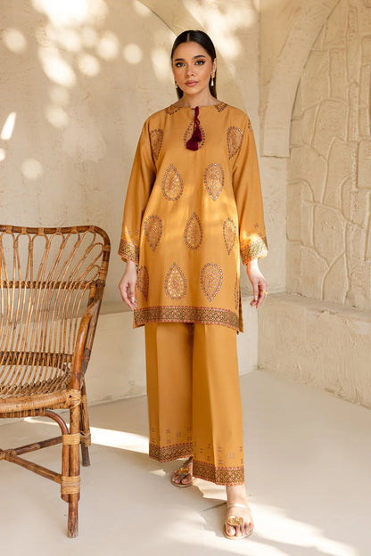 RARE-2PC DHANAK EMBROIDRED SHIRT WITH EMBROIDRED TROUSER-3334