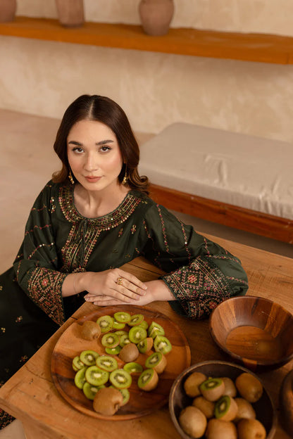 RARE-2PC LAWN EMBROIDERED SHIRT WITH LAWN EMBROIDERED TROUSER-3479