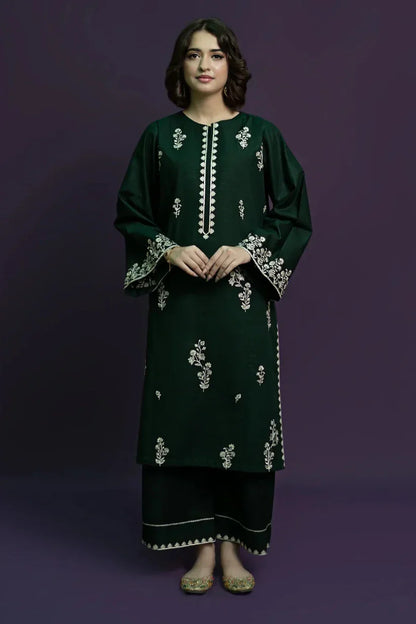 RARE - 2PC DHANAK EMBROIDERED SHIRT WITH DHANAK EMBROIDERED TROUSER-3369