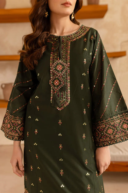 RARE-2PC LAWN EMBROIDERED SHIRT WITH LAWN EMBROIDERED TROUSER-3479