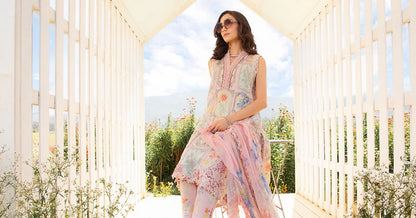 RARE-3PC LAWN EMBROIDERED PRINTED SHIRT WITH CHIFFON PRINT DUPATTA AND PRINT TROUSER-2522