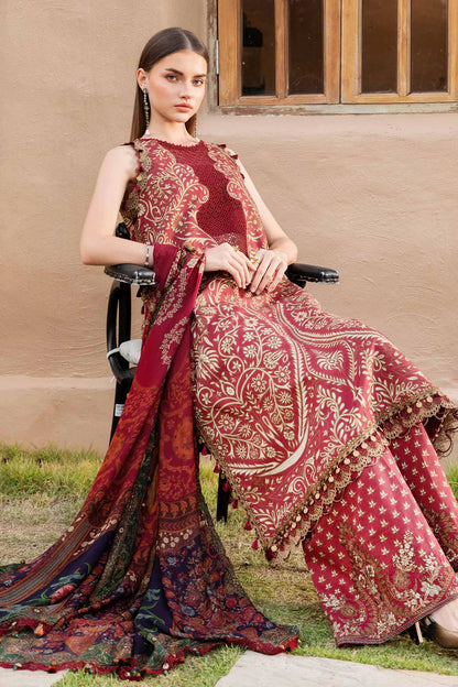 RARE-3PC LAWN EMBROIDERED PRINTED SHIRT WITH CHIFFON PRINT DUPATTA AND PRINT TROUSER-2518