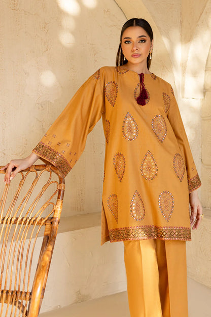 RARE-2PC DHANAK EMBROIDRED SHIRT WITH EMBROIDRED TROUSER-3334