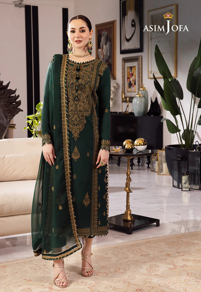 ASIM JOFA-3PC LAWN EMBROIDRED SHIRT WITH CHIFFON EMBROIDRED DUPATTA AND TROUSER-3609