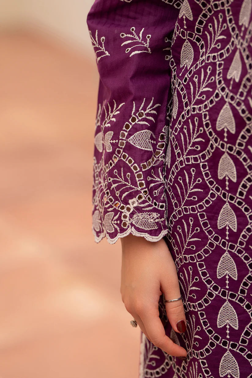 RARE-3PC LAWN CHIKENKARI EMBROIDERED SHIRT WITH LAWN TUBE SLUB DUPATTA