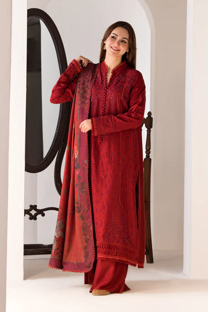 RARE- 3PC LAWN EMBROIDERED SHIRT WITH MONARK PRINTED DUPATTA AND TROUSER-3614