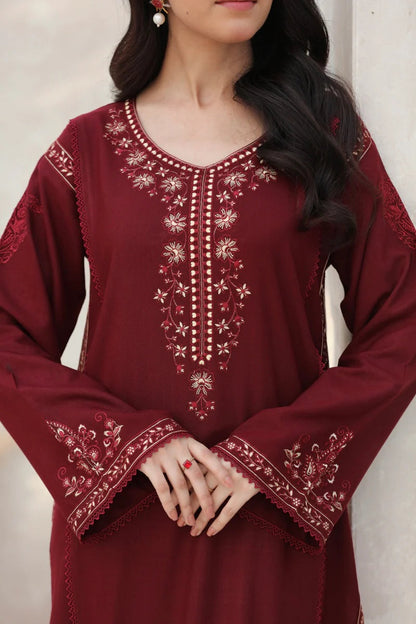 RARE-2PC LAWN EMBROIDERED SHIRT WITH LAWN EMBROIDERED SLEEVES-3458