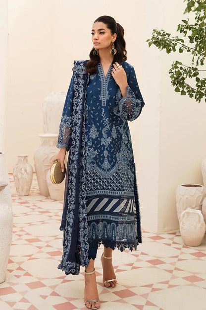 RARE-3PC LAWN EMBROIDERED SHIRT WITH CHIFFON EMBROIDERED DUPATTA AND TROUSER-3596