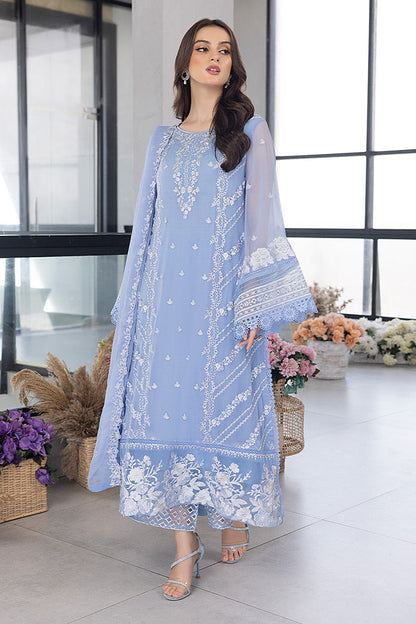 RARE - 3PC ORGANZA EMBROIDERED LAWN SHIRT WITH ORGANZA EMBROIDERED DUPATTA AND TROUSER-3549