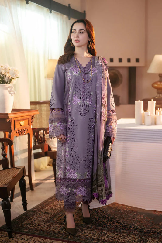 RARE- 3PC LAWN EMBROIDERED WITH MONARK PRINT DUPATTA AND TROUSER