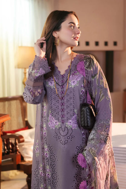 RARE- 3PC LAWN EMBROIDERED WITH MONARK PRINT DUPATTA AND TROUSER