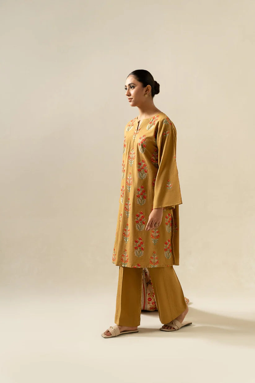 RARE 3PC Dhanak Embroidered Shirt With Dhanak Twil Print Wool Shawl & Trouser-3355