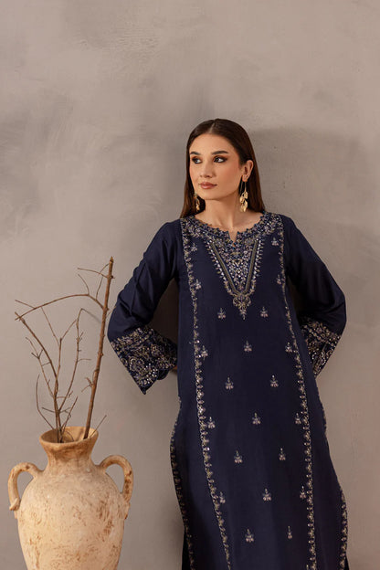 RARE-2PC SEQUIN LAWN EMBROIDERED SHIRT WITH SEQUIN LAWN EMBROIDERED TROUSER-3475