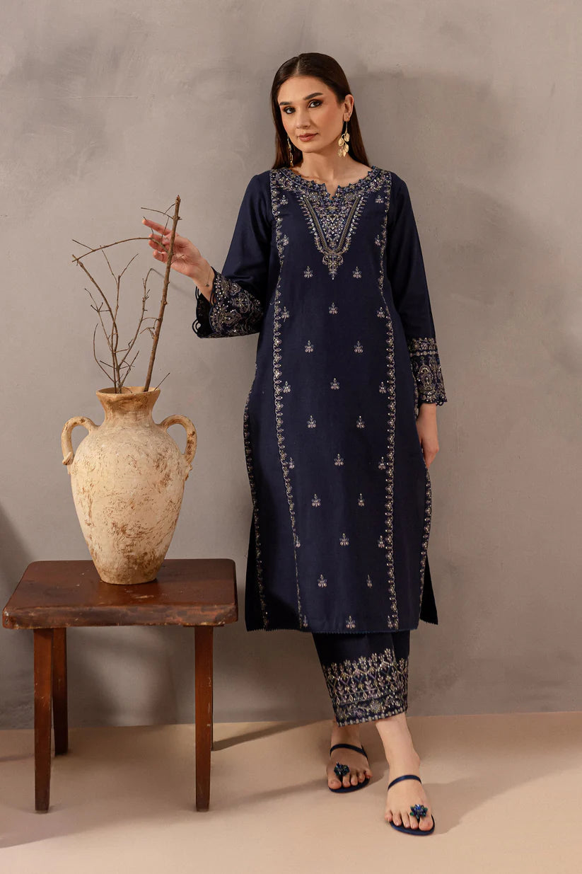 RARE-2PC SEQUIN LAWN EMBROIDERED SHIRT WITH SEQUIN LAWN EMBROIDERED TROUSER-3475
