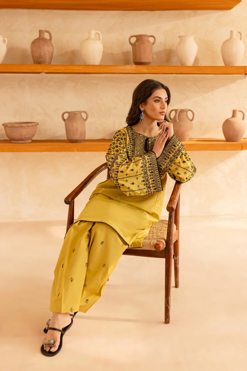 RARE-2PC SEQUIN LAWN EMBROIDERED SHIRT WITH SEQUIN LAWN EMBROIDERED TROUSER-3480