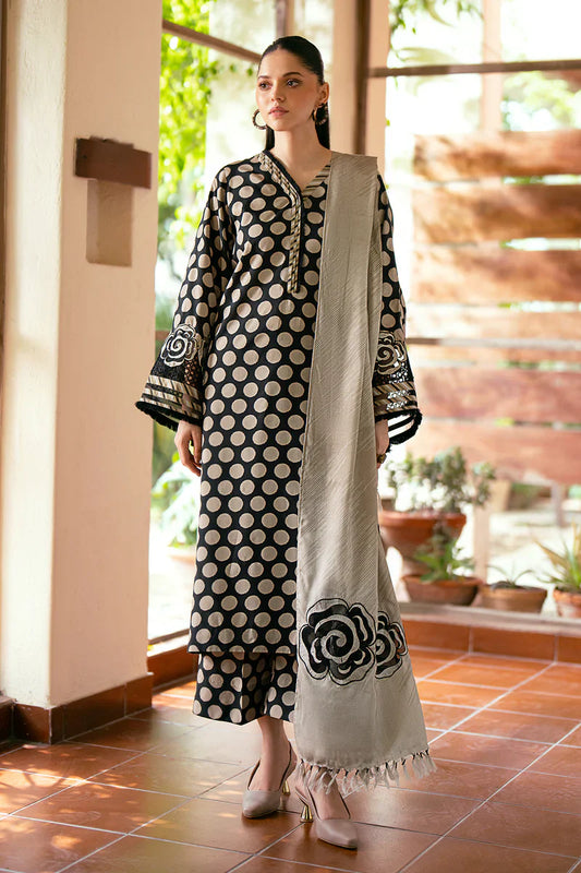 RARE-3PC LAWN PRINTED SHIRT WITH CHIFFON PRINT DUPATTA AND PRINT TROUSER-2513