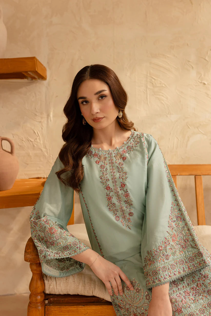 RARE-2PC SEQUIN LAWN EMBROIDERED SHIRT WITH SEQUIN LAWN EMBROIDERED TROUSER-3478