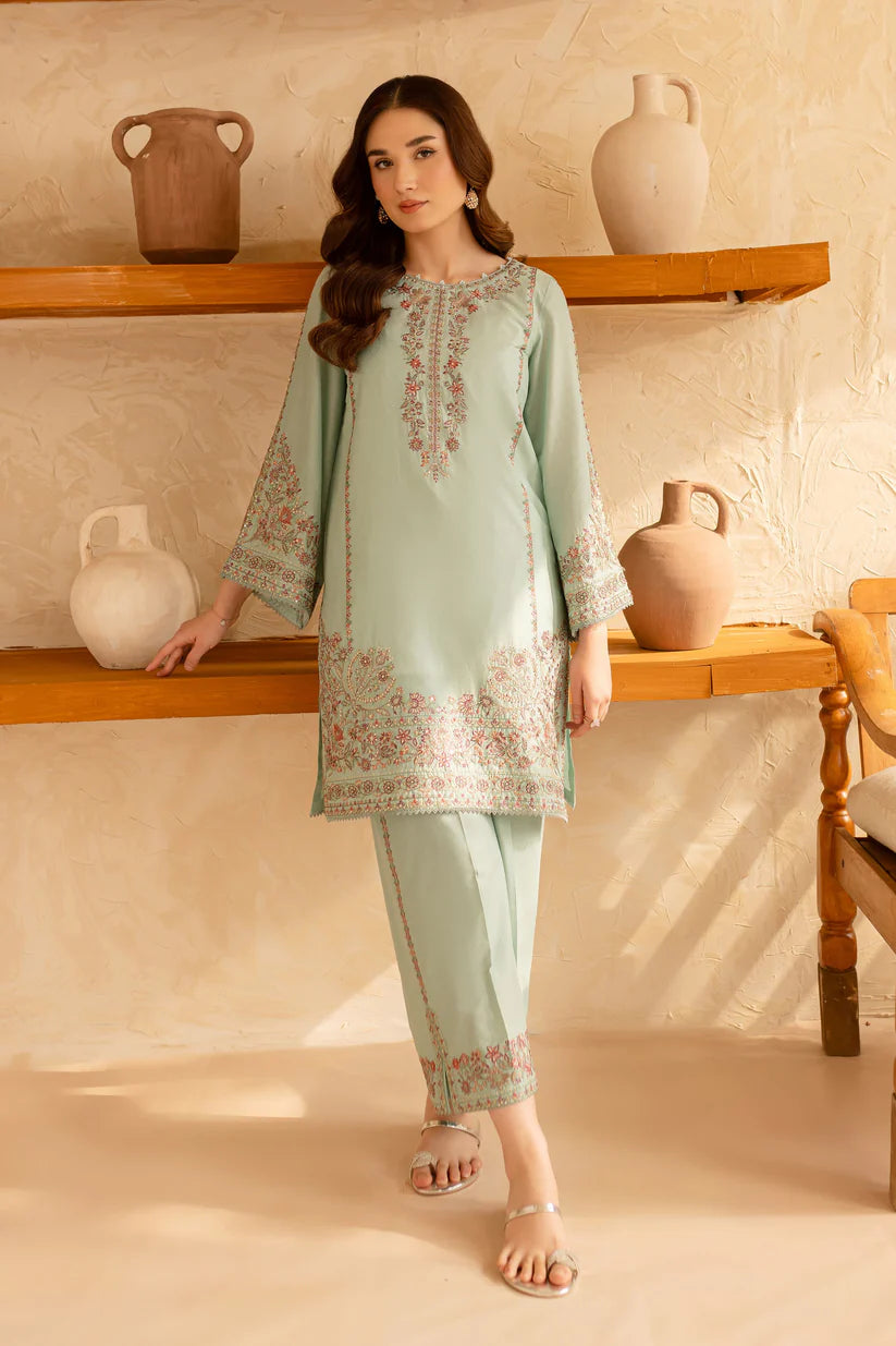 RARE-2PC SEQUIN LAWN EMBROIDERED SHIRT WITH SEQUIN LAWN EMBROIDERED TROUSER-3478