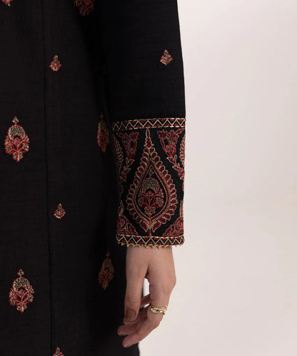 RARE- 3PC DHANAK EMBROIDERED SHIRT WITH WOOL PRINT SHAWL AND TROUSER-3296