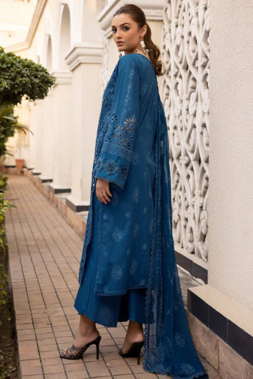 Boring Chikankari Bamber Chiffon 3pc Embroidered Dress