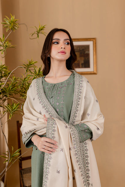 RARE - 3PC LAWN EMBROIDERED SHIRT WITH LAWN EMBROIDERED DUPATTA AND LAWN TROUSER-3501