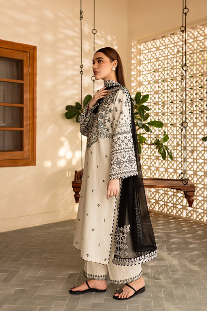 RARE-3PC LAWN EMBROIDERED SHIRT WITH CHIFFON EMBROIDERED DUPATTA AND TROUSER-3689