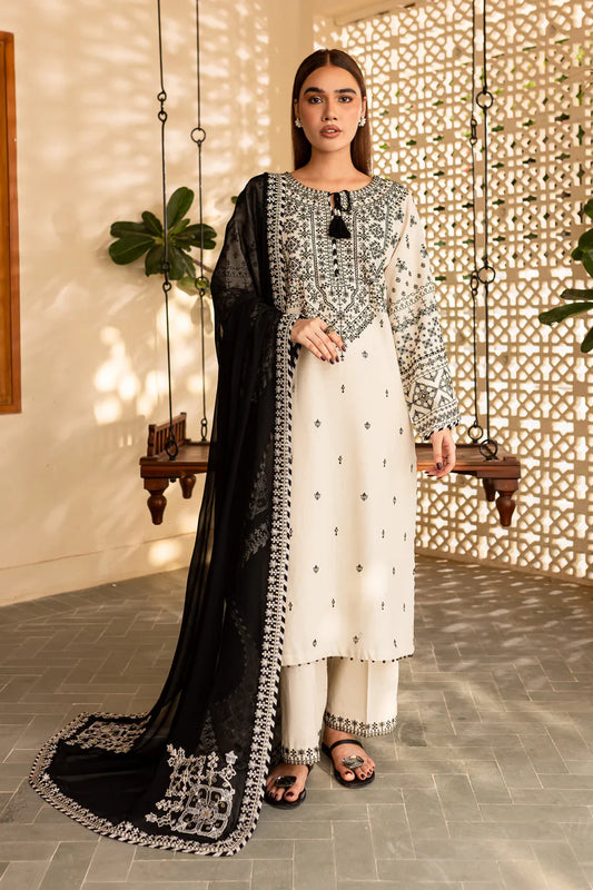 RARE-3PC LAWN EMBROIDERED SHIRT WITH CHIFFON EMBROIDERED DUPATTA AND TROUSER-3689