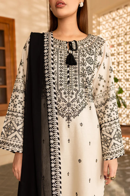 RARE-3PC LAWN EMBROIDERED SHIRT WITH CHIFFON EMBROIDERED DUPATTA AND TROUSER-3689