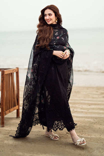 RARE-3PC LAWN CHIKENKARI LASER EMBROIDERED SHIRT WITH ORGANZA EMBROIDERED PRINT DUPATTA-EID FESTIVE