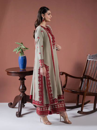 RARE-Lawn 3pc Embroidered Shirt With Lawn Embroidered Dupatta & Embroidered Trouser-3563