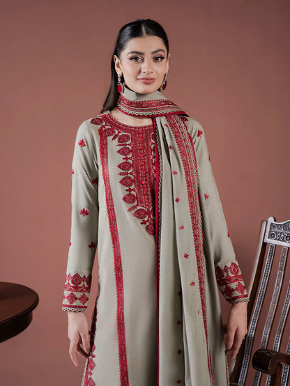 RARE-Lawn 3pc Embroidered Shirt With Lawn Embroidered Dupatta & Embroidered Trouser-3563