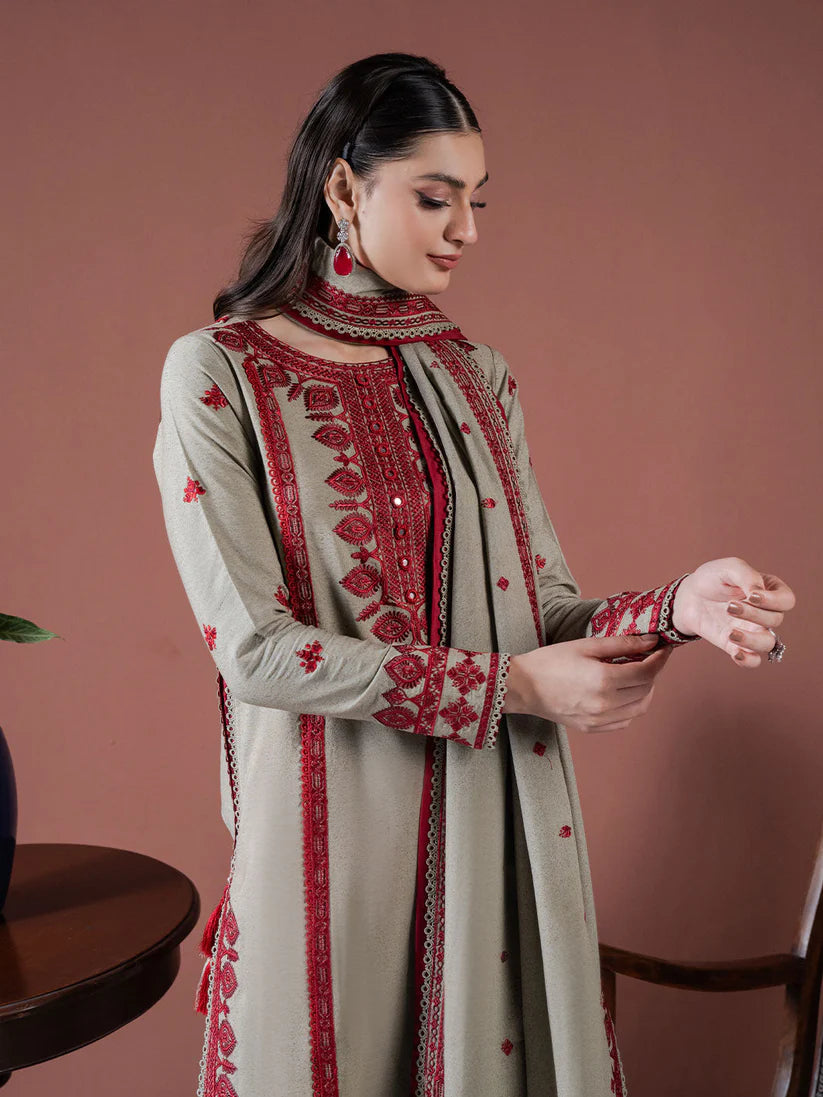 RARE-Lawn 3pc Embroidered Shirt With Lawn Embroidered Dupatta & Embroidered Trouser-3563