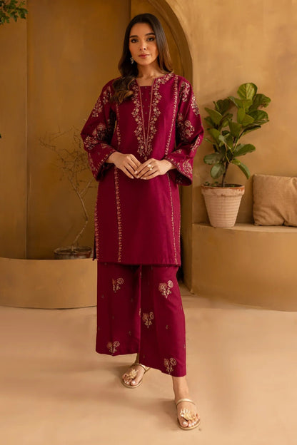 RARE-2PC LAWN EMBROIDRED SHIRT WITH LAWN EMBROIDRED TROUSER-3460