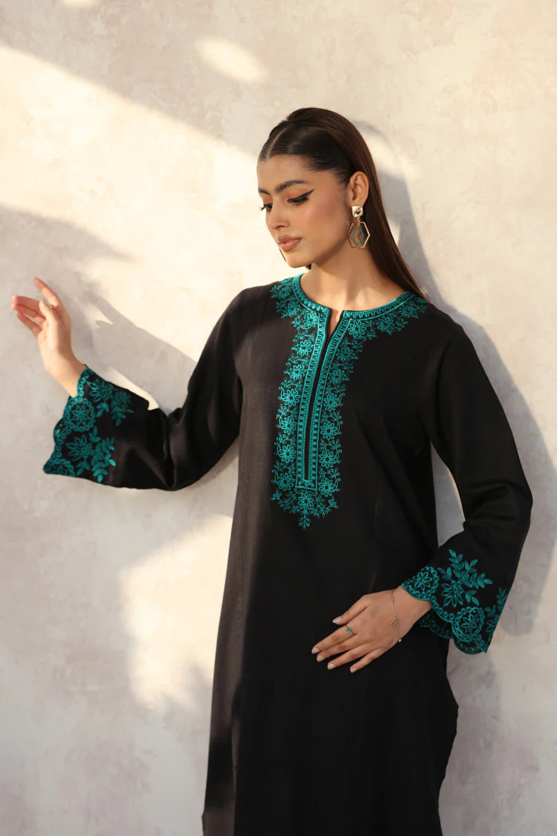 RARE-2PC DHANAK EMBROIDERED SHIRT WITH DHANAK EMB TROUSER-3387 B